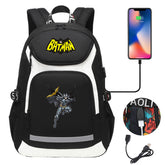 Batman Backpack Travel Backpack Batman SchoolBag With USB Charging Port